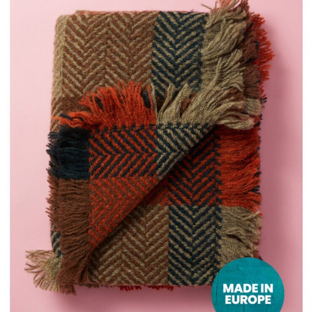 John Branigan Ireland Handmade Wool Buffalo Plaid Throw Blanket